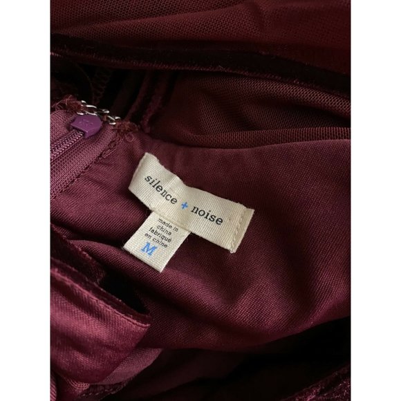 Silence + Noise Dress Size M Crushed Velvet Mesh Halter Mini High Neck Women's - Picture 6 of 7